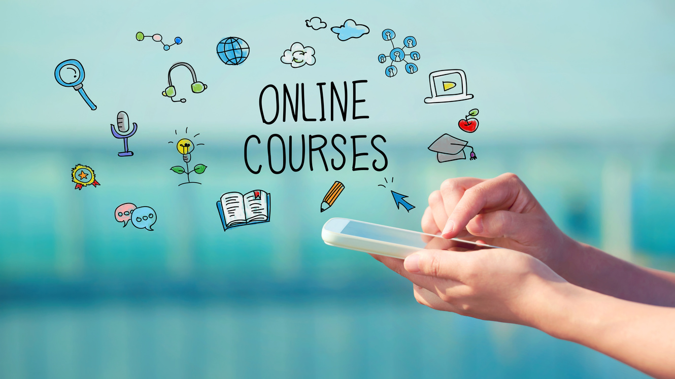 Online Courses concept with smartphone
